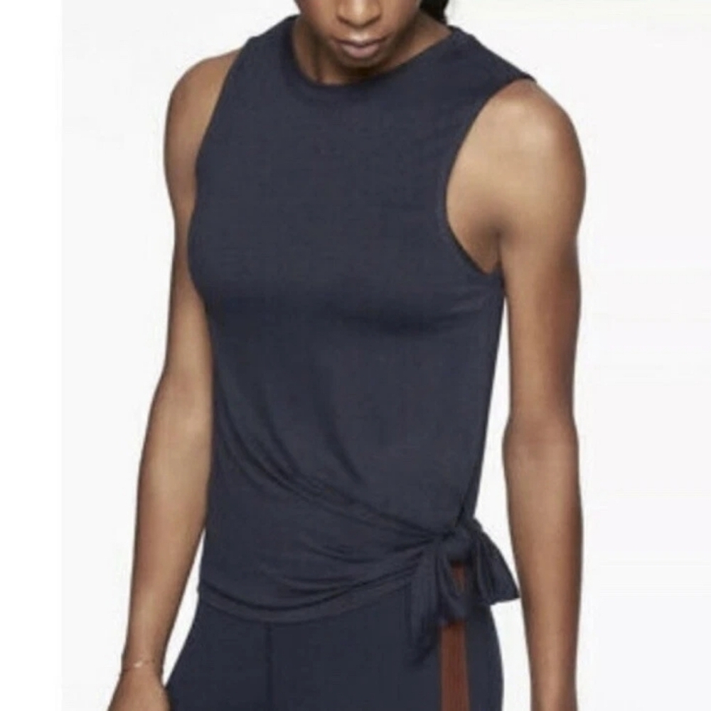 Athleta Asymmetrical Cloudlight Side Tie Tank, Color Navy Size XS